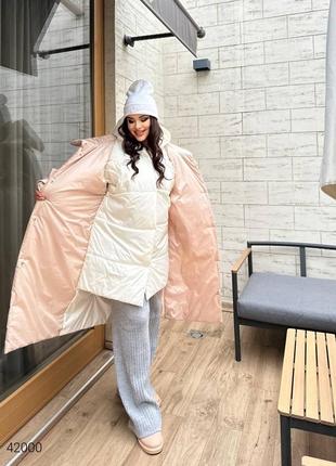 Двойной женский пуховик очень теплый