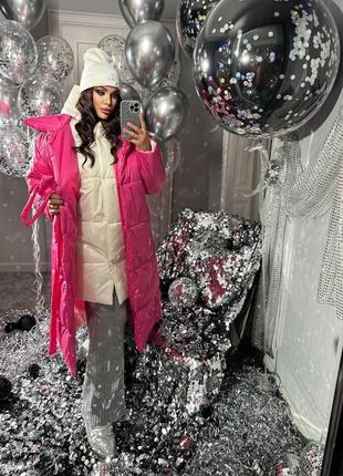 Двойной женский пуховик очень теплый