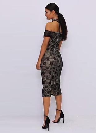 Розпродаж плаття prettylittlething міді asos ажурне мереживне з чокером6 фото