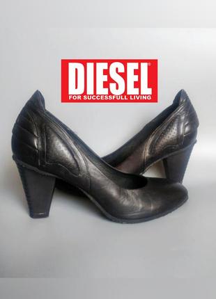 Diesel фирменные туфли лодочки на блочном устойчивом каблуке грубые рок1 фото