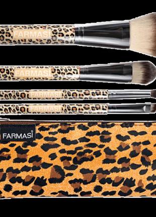 Набір кистей для макіяжу з косметичкою "леопард" farmasi