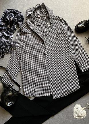 Сорочка в карту з капюшоном, асиметрія, чорна з білим, пряма, кежуал, в клітинку,