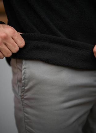 Мужской утепленный свитшот черный флисовый зимний мужская зимняя кофта без капюшона (b)6 фото