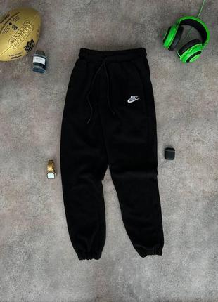 Мужские зимние спортивные штаны nike черные брюки плюшевые теплые найк (b)5 фото