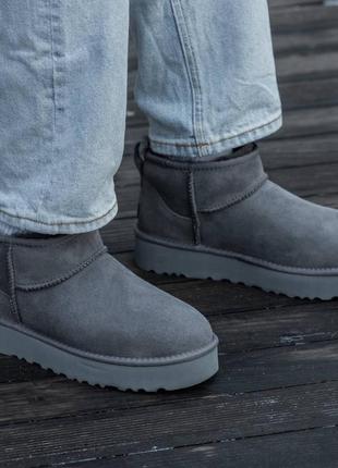 Женские угги ugg ultra mini  mid platform grey suede2 фото