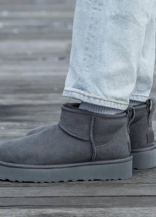 Женские угги ugg ultra mini  mid platform grey suede3 фото