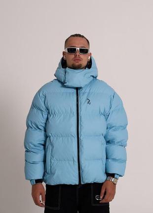 Мужская зимняя куртка оверсайз голубая homie теплая до -30*с пуховик мужской зимний с капюшоном (b)