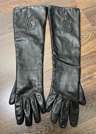 Длинные фирменные кожаные перчатки перчатки9 фото