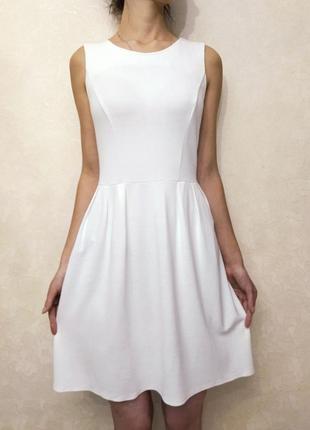 Белое платье праздничное, белое платье с свободной юбкой, платье по фигуре, новогоднее платье, платье на роспись, белый сарафан