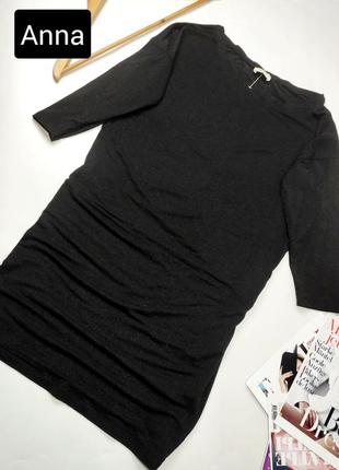 Платье женское короткое черное блестящее по фигуре от бренда anna m l
