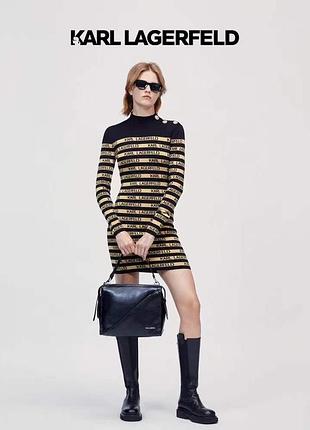 Платье karl lagerfeld черное с коричневым с надписями