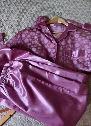 Сатинова піжама атласна піжама припорошений рожевий колір7 фото
