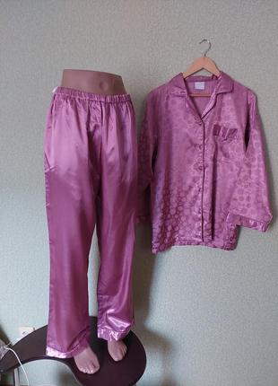 Сатинова піжама атласна піжама припорошений рожевий колір4 фото