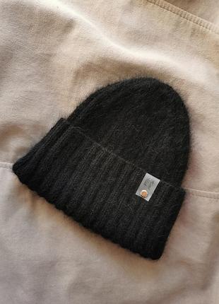 Шапка жіноча зимова тепла чорна з пуху норки