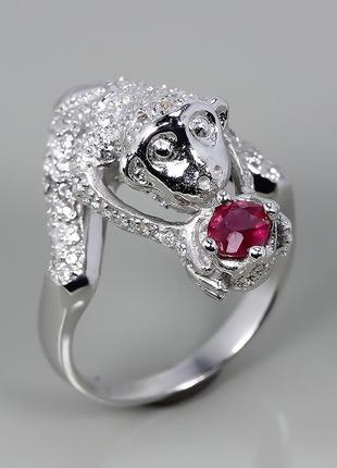 Серебряное кольцо с натуральным рубином3 фото