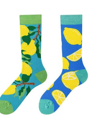 Супермодные  и яркие носки унисекс.. разно-парные носки в одном стиле. лимон.