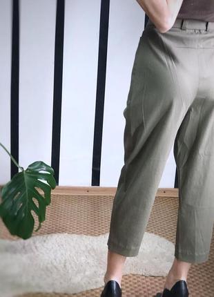 Укороченые брюки от zara {s} цвет хаки5 фото