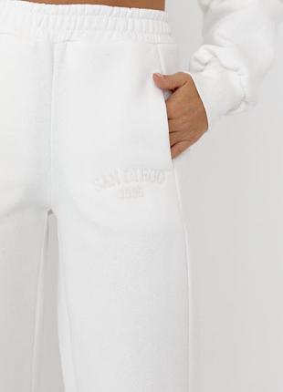 Утепленные трикотажные штаны с карманами - молочный цвет, m (есть размеры)4 фото