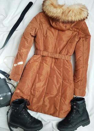 🔥чудове зимове пальто з пояском та капюшоном єнота symonder7 фото