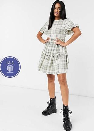 Платье в клетку ярусное new look вискоза
