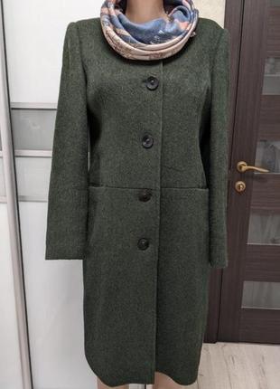 Пальто зеленое хаки шерсть