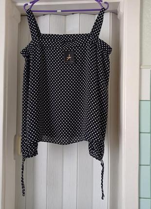 Блуза в горох із відкритими плечима h