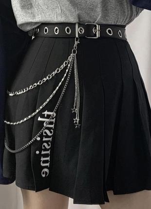 Ланцюг на пояс метелевий з зірочками 9942 три ланцюжки на карабінах срібний ланцюг