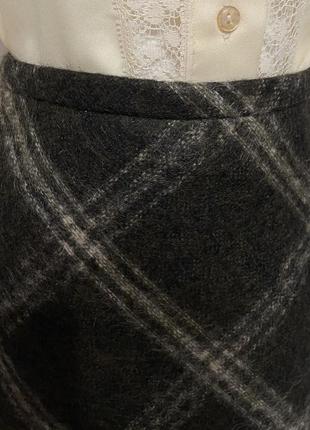 Франция винтажная теплая шерстяная длинная юбка макси в клетку из шерсти4 фото