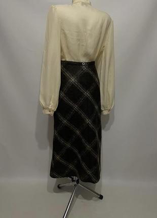 Франция винтажная теплая шерстяная длинная юбка макси в клетку из шерсти5 фото