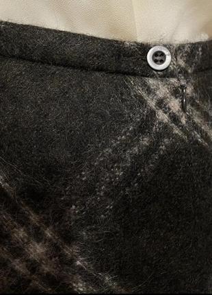 Франция винтажная теплая шерстяная длинная юбка макси в клетку из шерсти6 фото