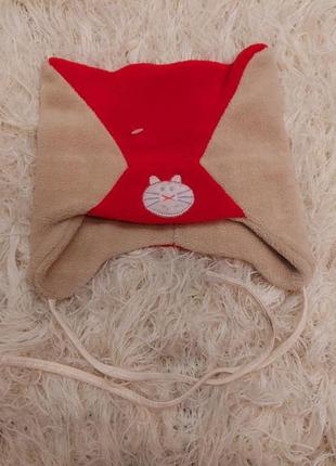 Флісова шапка з вушками, з котиком