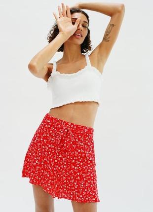 ♥️1+1=3♥️ zara юбка мини с шортами и поясом в цветочный принт2 фото
