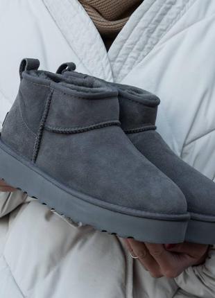 Ugg grey platform ultra mini, угги ультра мини серые на платформе, угги женккие серые на платформе