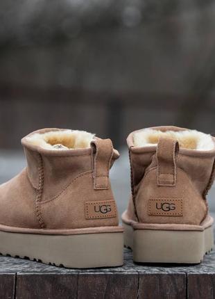 Ugg platform chestnut ultra mini, угги женские замшевые, угги ультра мини, угги на платформе, угги женккие ультра мыны4 фото