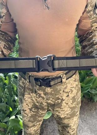 Військовий ремінь чорний + олива / тактичний ремінь / ремінь з molle / розвантажувальний пояс