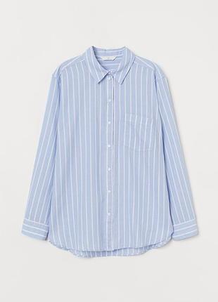 Xl h&m новая фирменная удлиненная натуральная женская рубашка из поплина в полоску