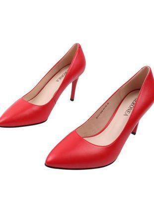 Туфлі жіночі geronea червоні натуральна шкіра, 375 фото