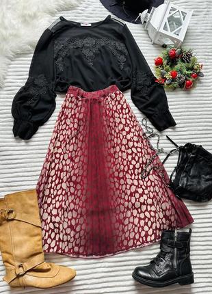 Комплект итальянская блуза и юбка плиссе миди