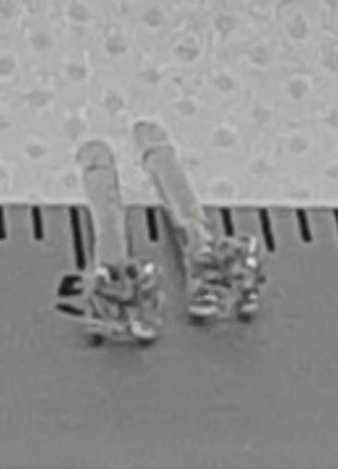 Серьги-гвоздики 2мм серебряные8 фото