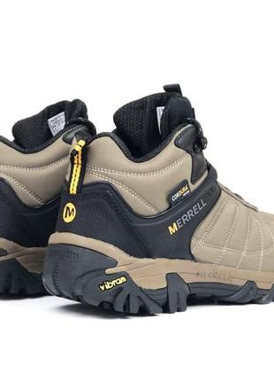 Merrell moc ll кроссовки мужские зимние с мехом отличное качество ботинки сапоги высокие теплые мерел водонепроницаемые свет коричневые5 фото