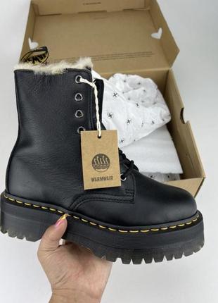 Черевики dr. martens jadon fur lined black pisa 25637001 чорні, оригінальні черевики др мартенс жіночі жадон на утеплені