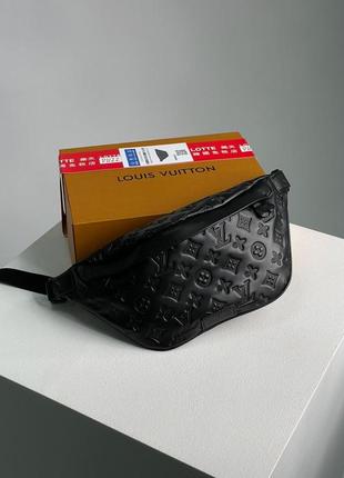 Мужская бананка louis vuitton bumbag black embossing leather4 фото