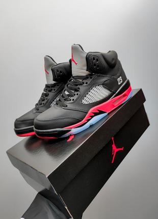 Мужские зимние кроссовки nike air jordan r5 black fire.2 фото