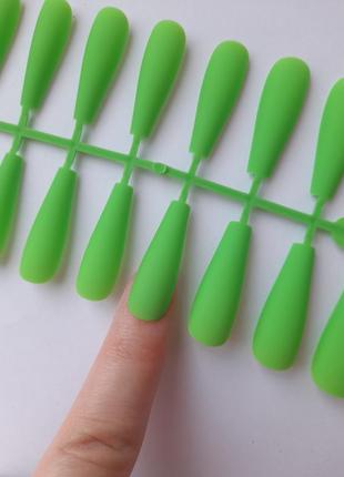 Ногти накладные салатовые зеленые матовые, набор накладных ногтей 24 шт3 фото