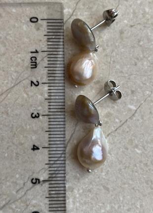 Нові ексклюзивні сережки пусети гвоздики природні барочні перли хендмей7 фото