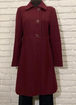 Шерстяное пальто top secret, цвета марсала, бордовое, демисезонное,6 фото