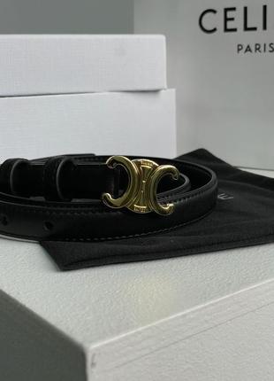 Жіночий ремінець celine medium triomphe belt in taurillon leather black1 фото