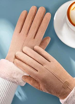 Сенсорные женские перчатки теплые2 фото