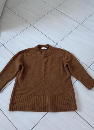 Свитшот zara коричневый удлиненный свитер2 фото