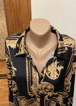Блуза принтова в стиле versace select размер 50-523 фото